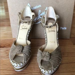 christian louboutin Gold And Brown Mules. SIZE 8